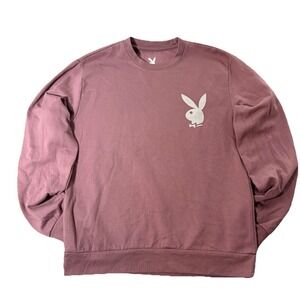 Mens Playboy Sweatshirt Medium Purple Pink Graphic Crewneck Streetwear Pullover